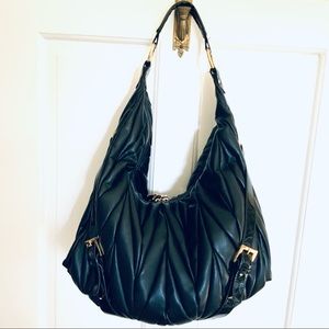 SR Squared Quilted Hobo with Patent Leather Handle